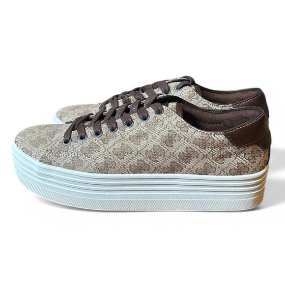 NWT GUESS Alexa Brown Fabric Lace Up Sneakers women’s size 10 - Picture 2 of 8